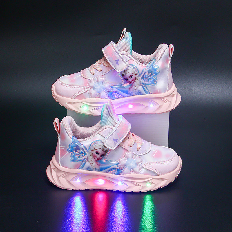 With Lights Princess Elsa Breathable Fleece Kid's Sneakers