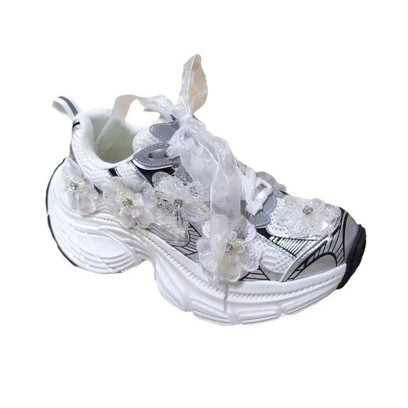 Women's European Goods Art Full Diamond Dad Spring Thick Bottom Sneakers