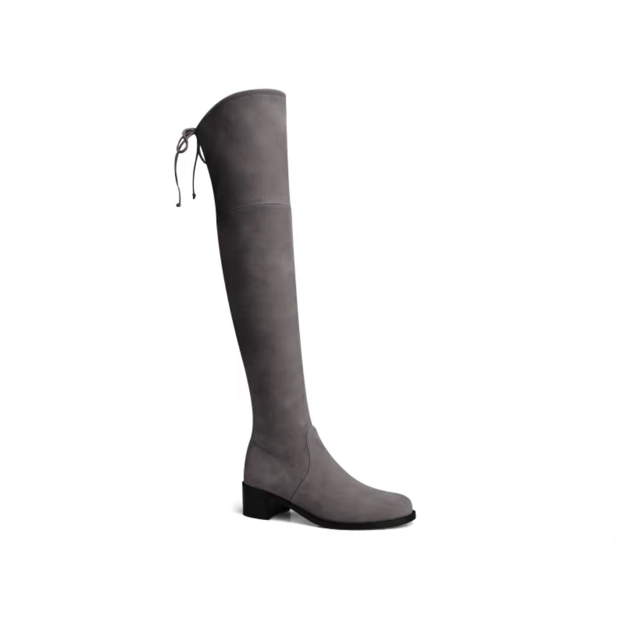 Women's Fleece-lined Tall Knight Chunky Stretch Over Women's Leather Boots