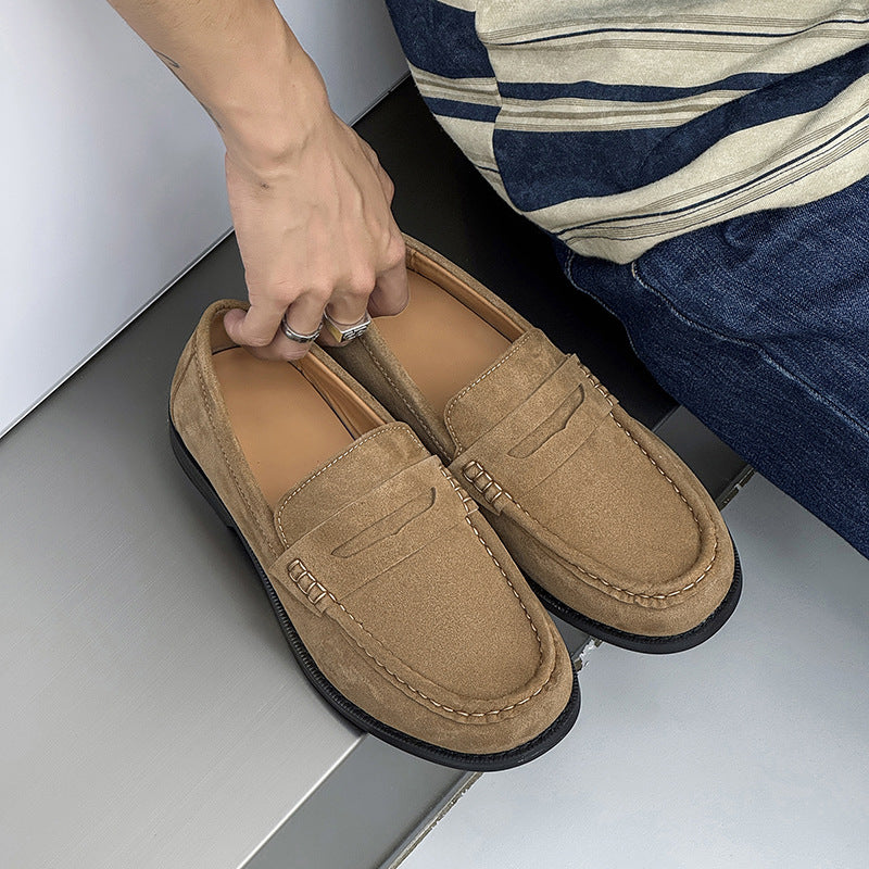 Men's Old Money Style Retro Round Toe Slip-on Lazy Suede Soft Leather Shoes
