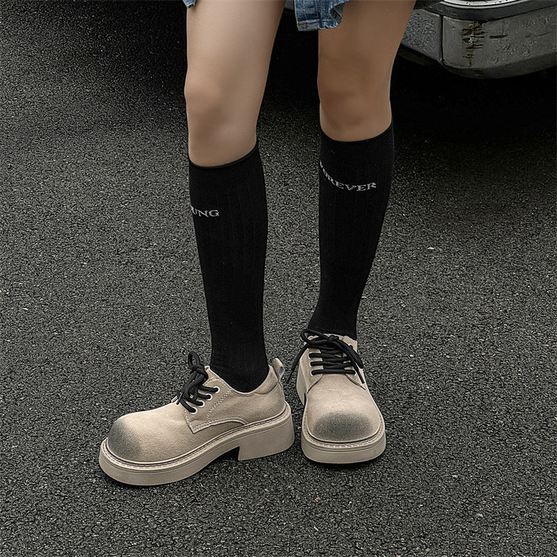 Glamorous Platform Retro Big Head Martin Leather Shoes