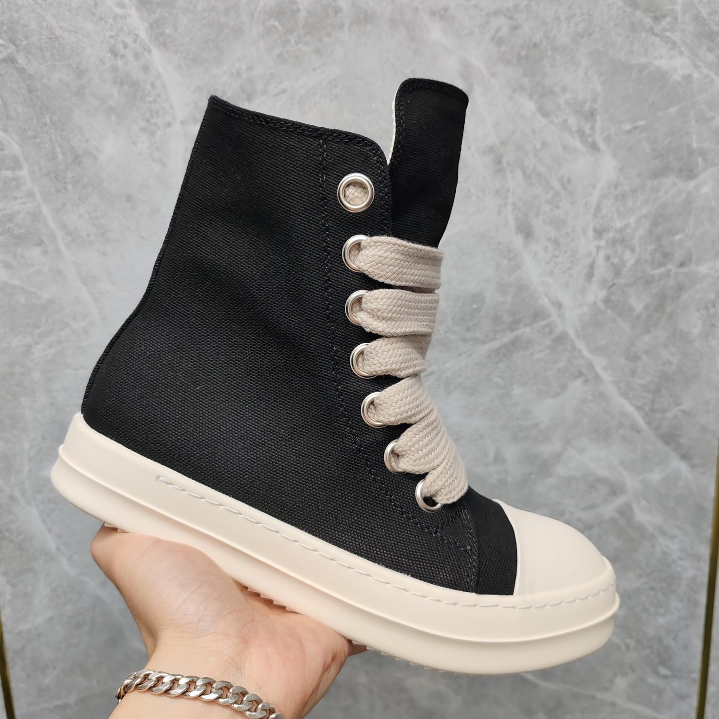 Women's & Men's Black Fashion Thick Bottom Simple Trendy Men's Board Shoes