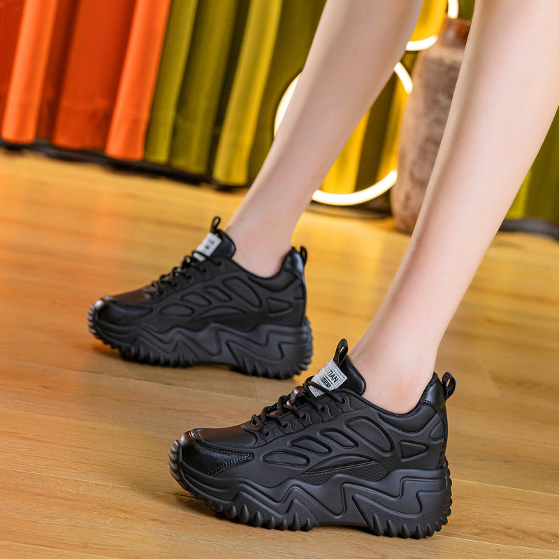 Women's Thick Bottom Wedge Platform Hidden Sports Mesh Men's Shoes