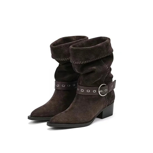 Women's Special Interest Light Luxury Handmade Retro Soft Vintage Knight Women's Leather Boots