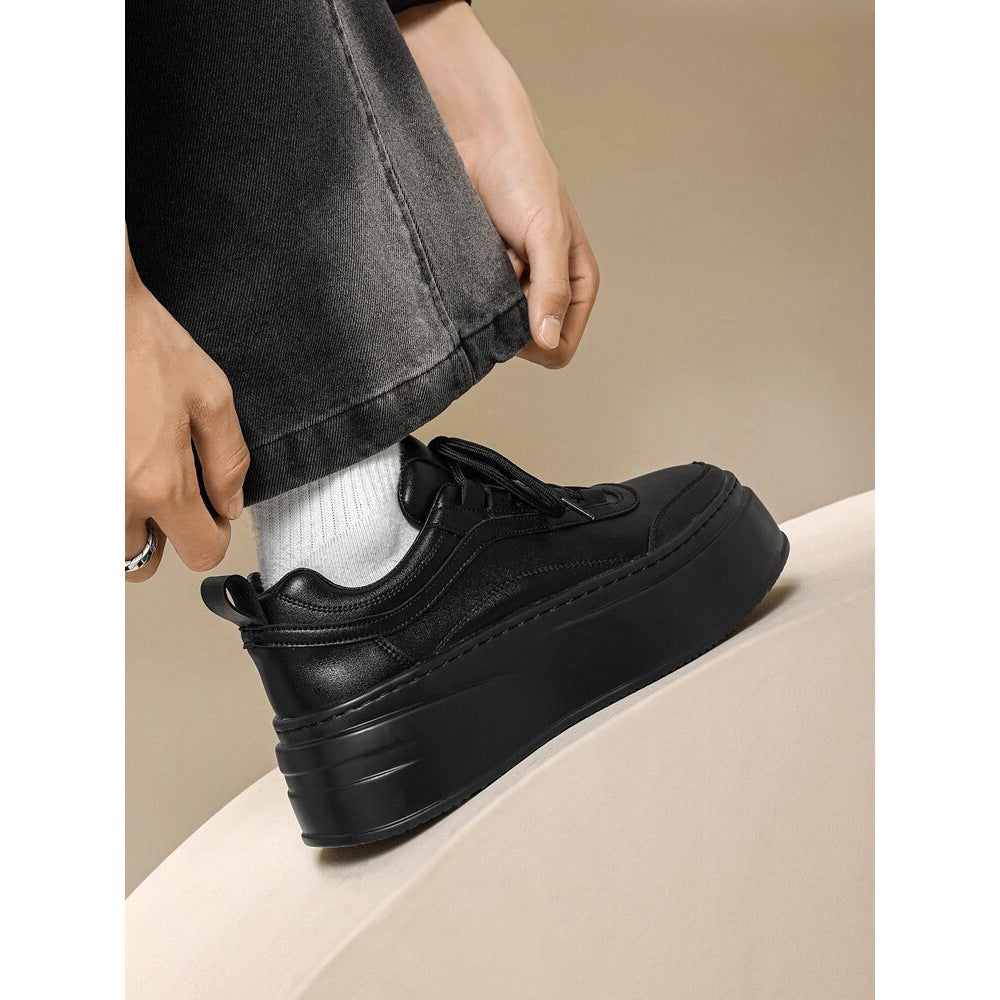 Men's Black Platform White Height Increasing Insole Sneakers