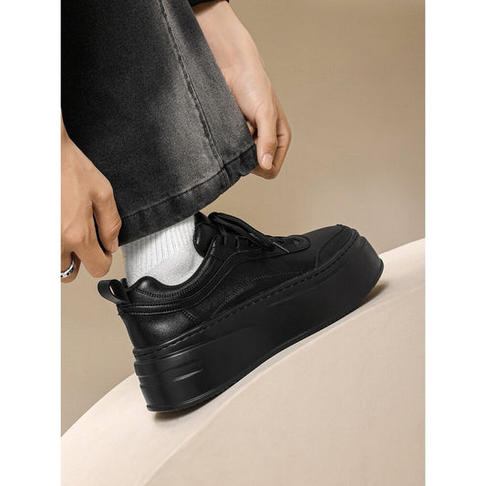 Men's Black Platform White Height Increasing Insole Sneakers