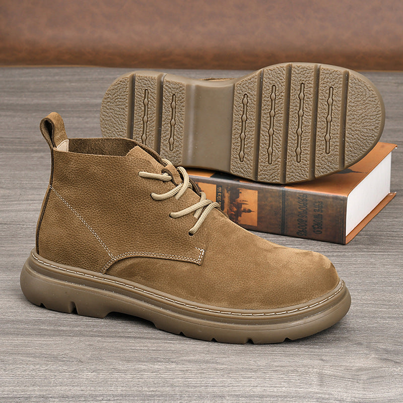 Men's Layer Cowhide Martin British Style Short Men's Casual Leather Shoes