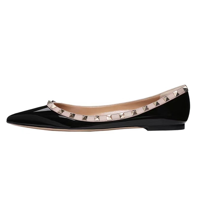 Women's Shallow Mouth Rivet Pointed Flat Summer Flat-heeled Wedding Women's Fashion Shoes