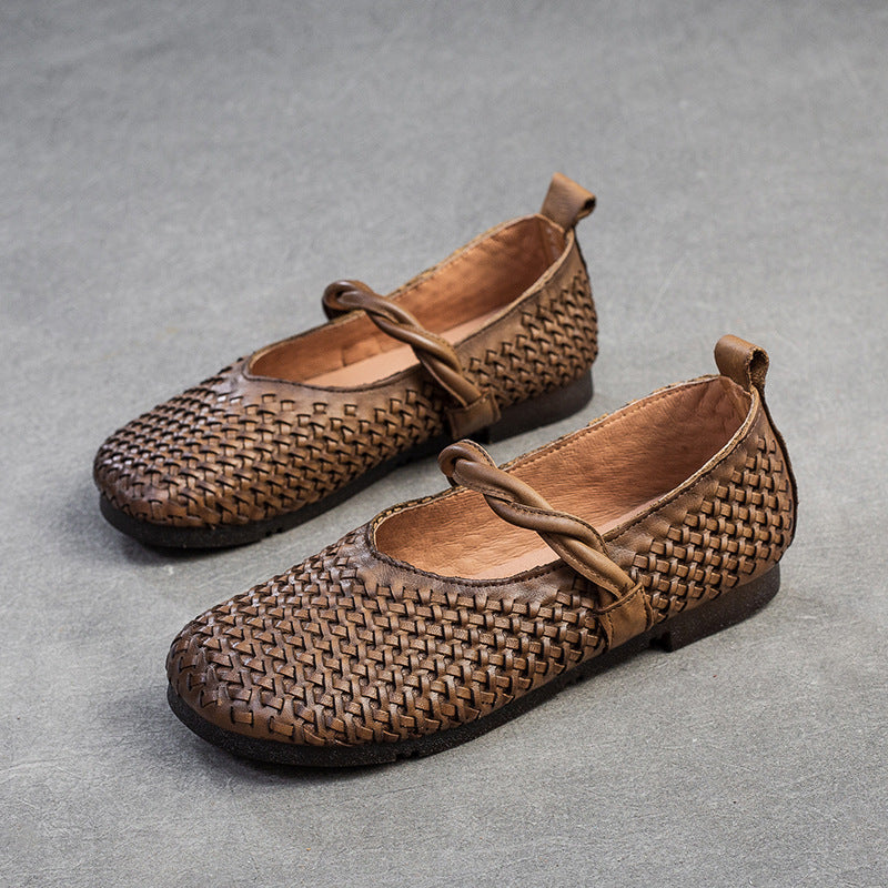 Women's Shu Retro Comfort Flat Artistic Hand-woven Casual Shoes