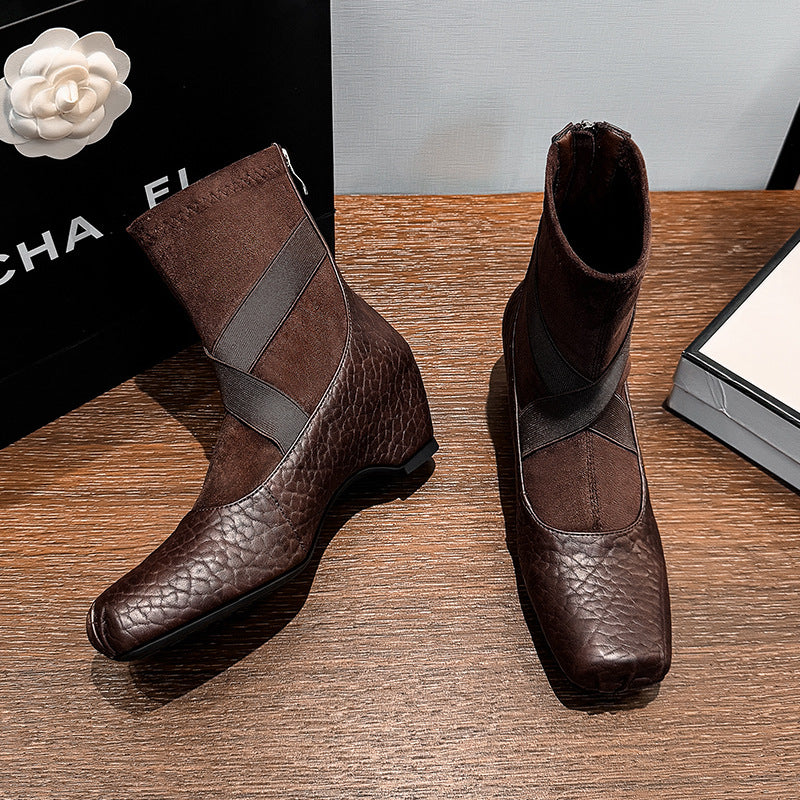 Women's Insole Elegance Retro Below The Knee Women's Leather Boots