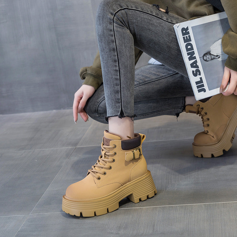 Women's Retro Motorcycle Short Tube Worker British Women's Casual Shoes