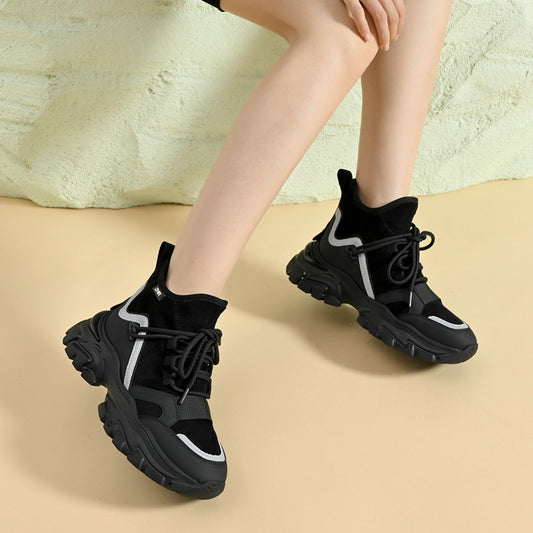 Women's Warm Platform Dad Winter Fleece-lined Bag Sneakers