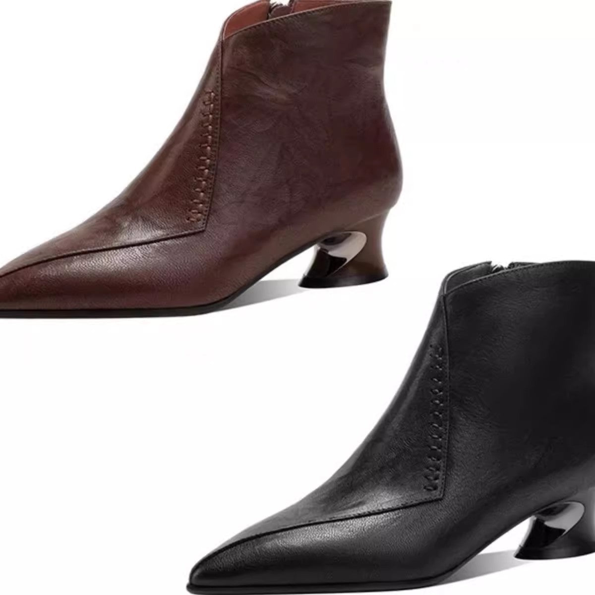Women's Pointed Chelsea Chunky Martin With Veet Women's Leather Boots