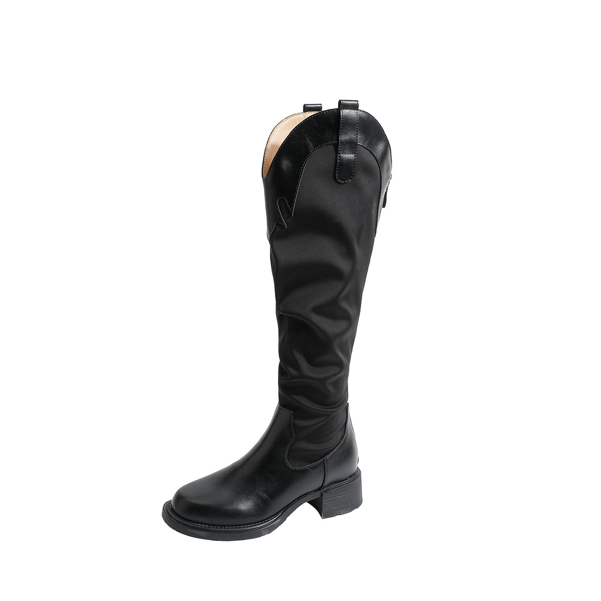 Women's The Knee V Cut High American Retro Western Cowboy Autumn Women's Leather Boots