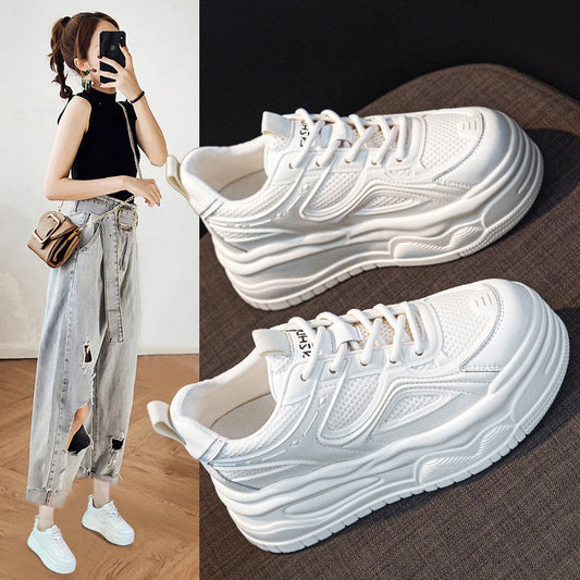 Women's Genuine Elevator White Platform Wedge Fashion Casual Shoes
