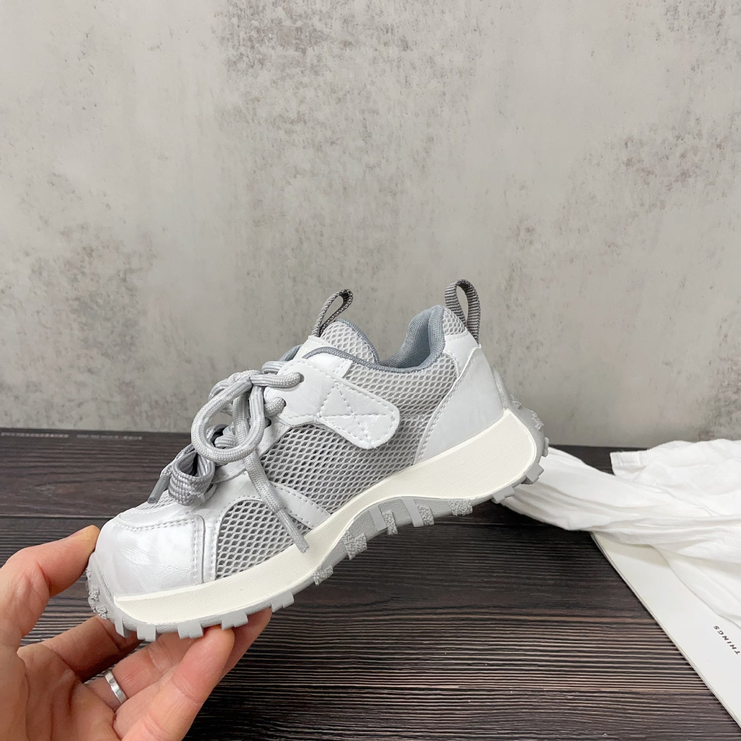 Rope Decorative Splicing Single Mesh Breathable Children's Sports Shoes
