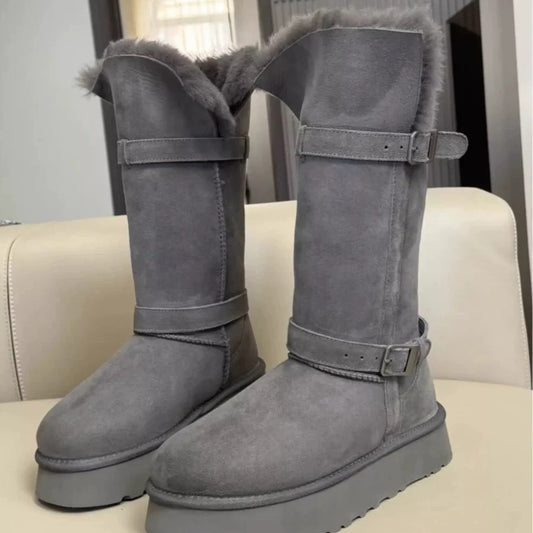 Women's Bottom Two-way Wear Thickened Middle Fleece-lined Warm Northeast Snow Boots