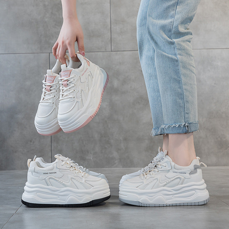 Women's Hidden White Spring Leisure Platform Breathable Small Women's Casual Shoes