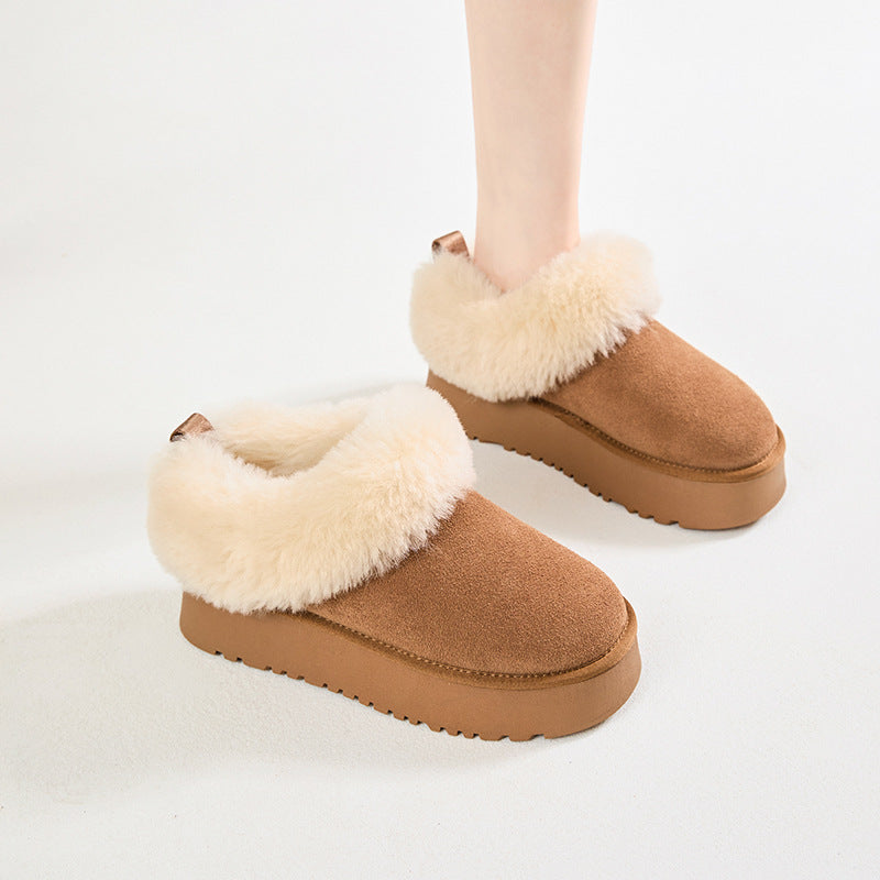 Insole Platform Female Winter Slip-on Fur Integrated Women's Snow Boots