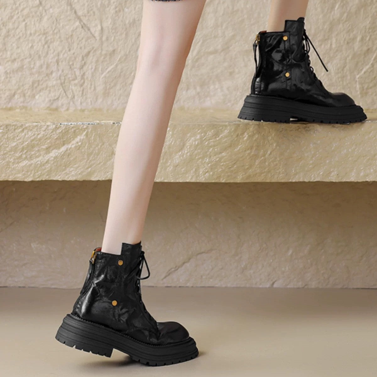 Women's Strong Grip Brown Thick Sole Short Boots