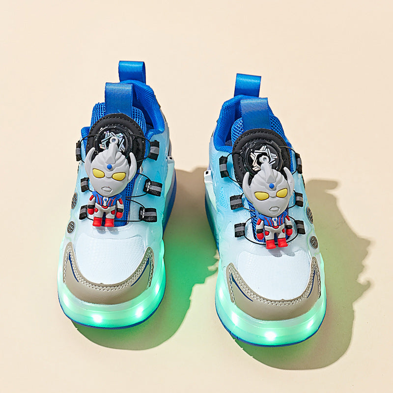 Children's School Pulley Flashing Light Cool The Kid's Sneakers