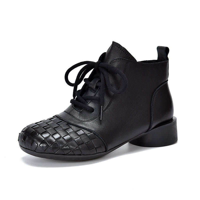Women's Flat Mom Ankle Beef Tendon Soft Bottom Retro With First Boots