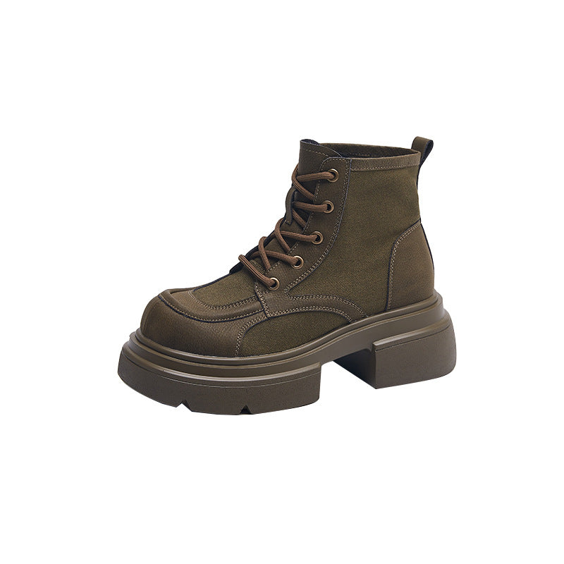 Women's Autumn Martin Korean Satin Low-cut Short Worker Women's Leather Boots