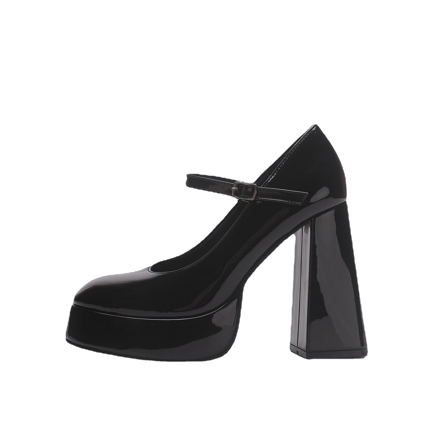 Women's Chunky Mary Jane High Single-layer Bridesmaid Leather Shoes