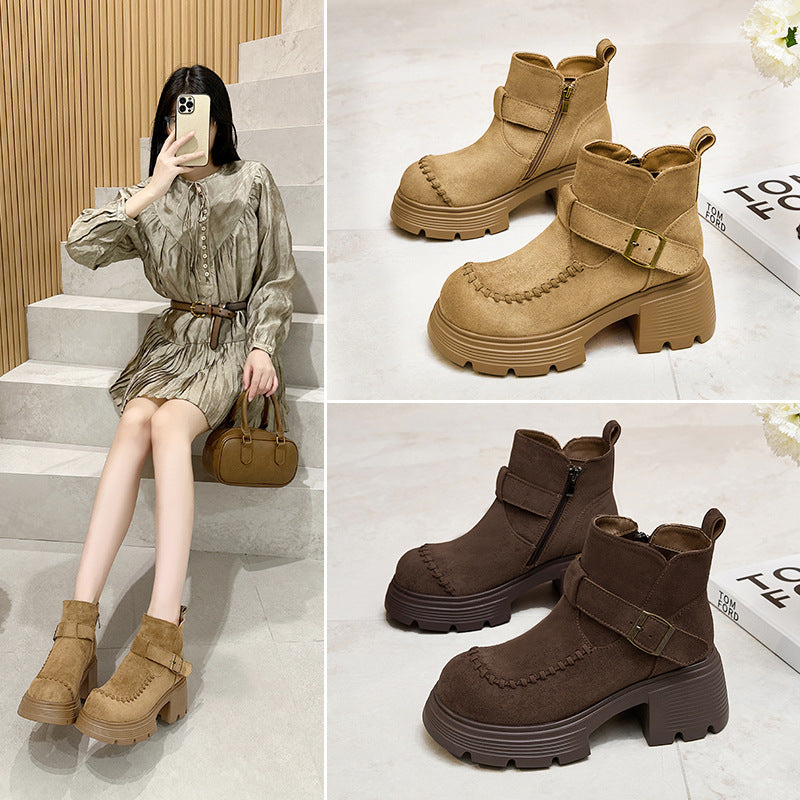 Women's Platform Ankle Brown Fashion Martin Snow Boots