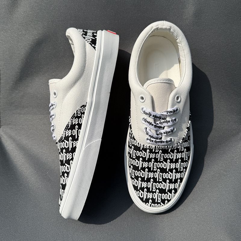 Women's & Men's Street Wear Letters Black White National Casual Shoes