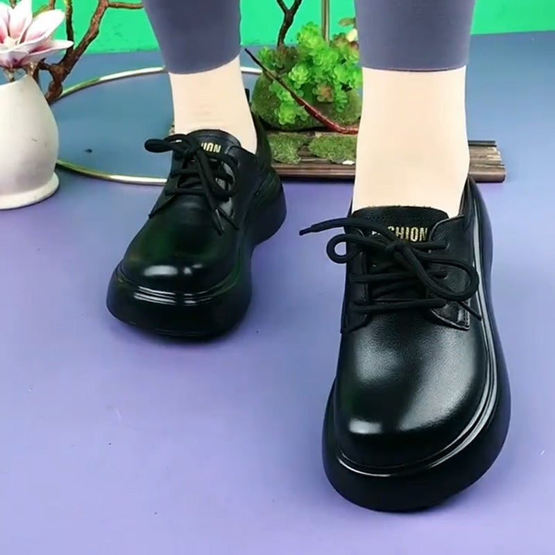 Women's Genuine Pumps Round Toe Platform Muffin Women's Casual Shoes