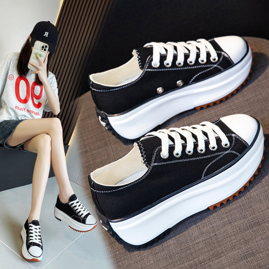 Women's Height Increasing White Korean Style Muffin Fashion Women's Canvas Shoes