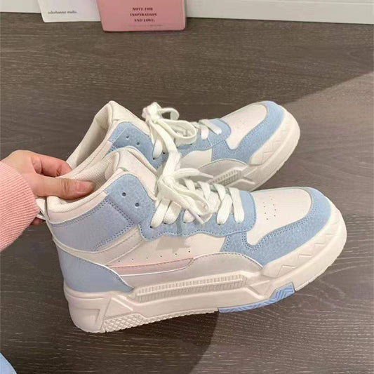 Women's Autumn High Top White Niche Fashion Sports Sneakers