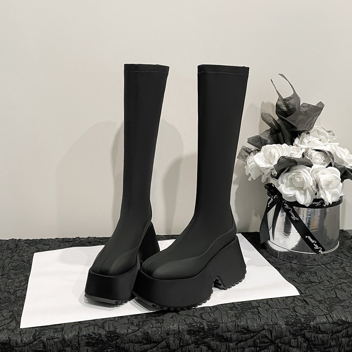 Women's Autumn Thick Bottom Increased Stretch Thin Boots