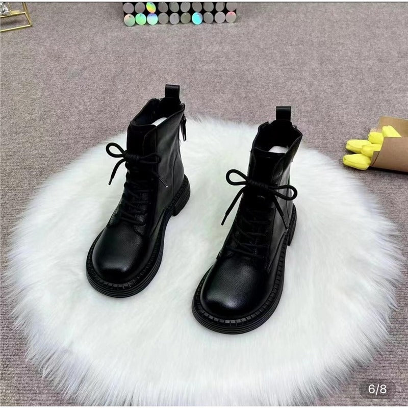 Women's Small Martin British Style Short Flat Women's Leather Boots