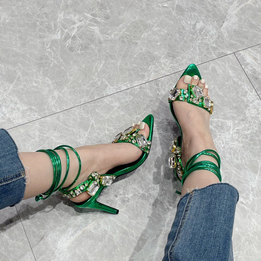 Innovative Comfortable Supply Summer Low Stiletto High Heeled Sandals