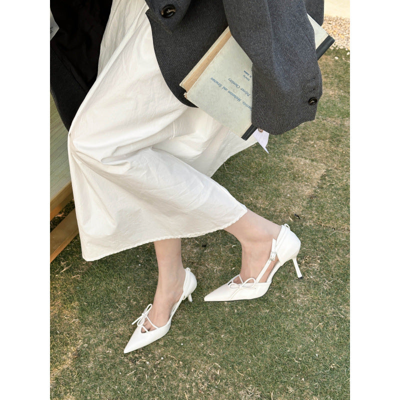 Women's Spring Pointed Toe Stiletto Temperament Slimming High Heeled Sandals
