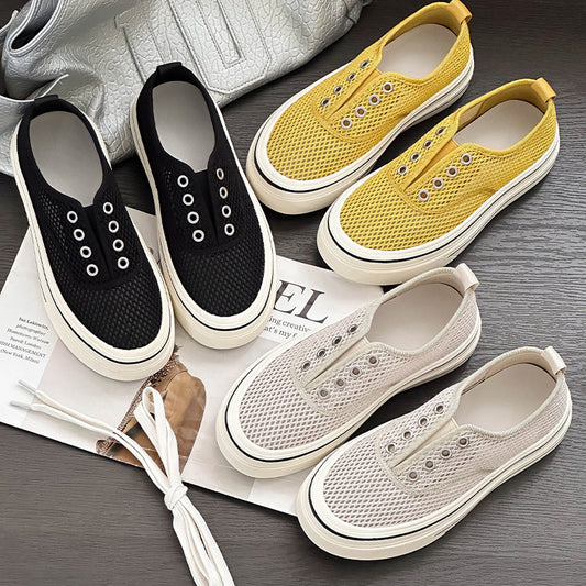 Women's Wire Mesh Summer Thin Hollow Breathable One Pedal Platform Elevator Women's Casual Shoes