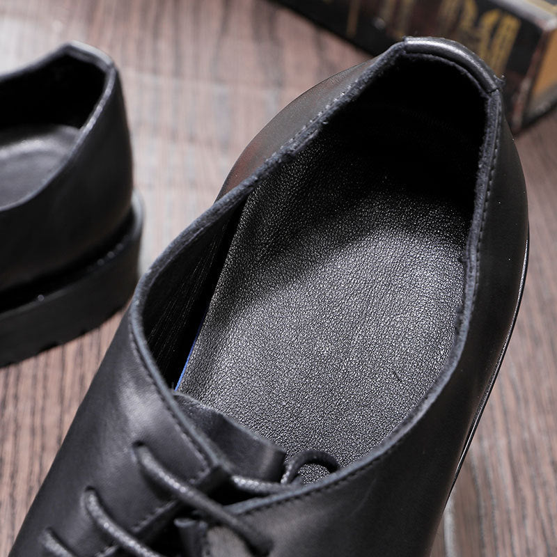 Men's Washed Outsole Derby Fashion Business Big Head Leather Shoes