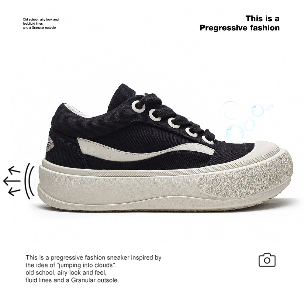 Bubble Drink Fashion Big Head Crooked Platform Versatile Bread Men's Canvas Shoes