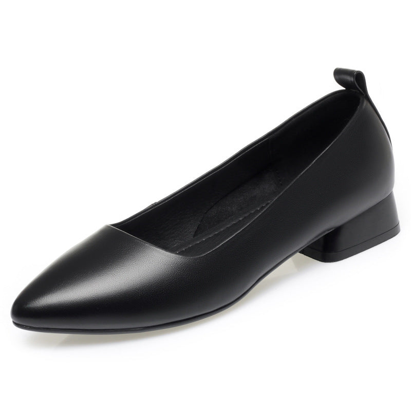 Black Soft Bottom Chunky Pumps Comfortable Women's Fashion Shoes