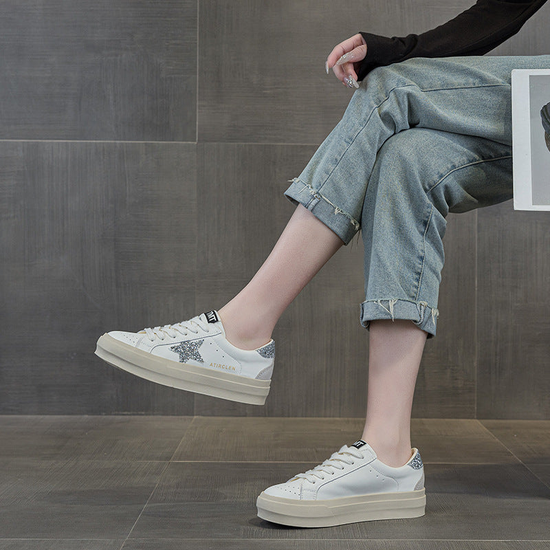 Women's Platform Sports Leisure Flat Lace Up Sneakers