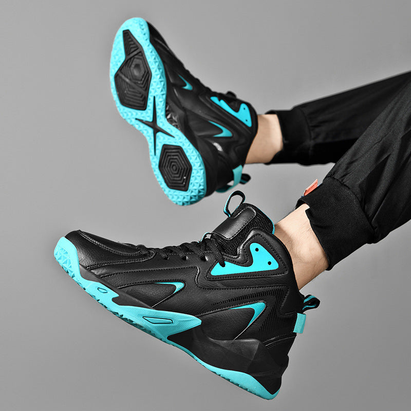 Men's Style Basketball Thick-soled Shock Absorption Breathable Green Little Training Men's Sports Shoes