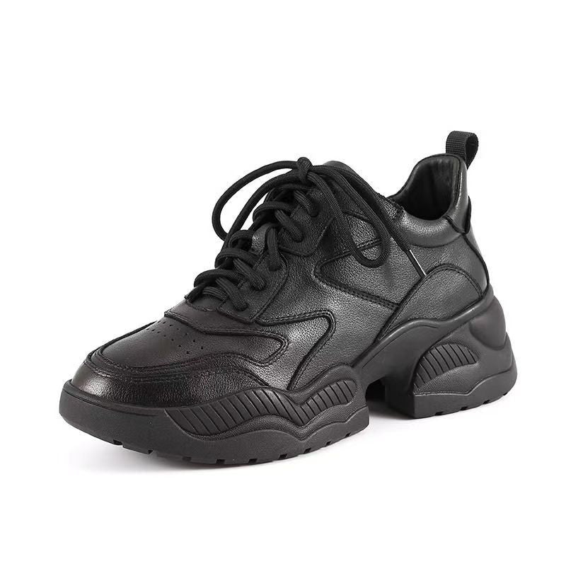 Women's Genuine Platform Dad Hidden Elevator Trendy Sneakers