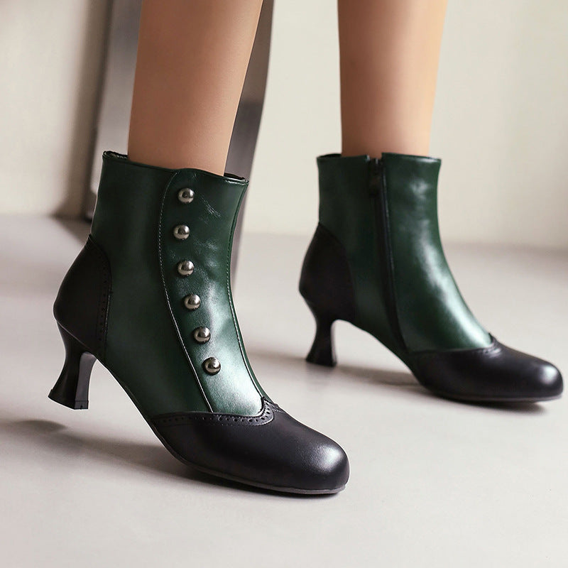 Women's Plus Size Color Matching Metal Rivet Heels