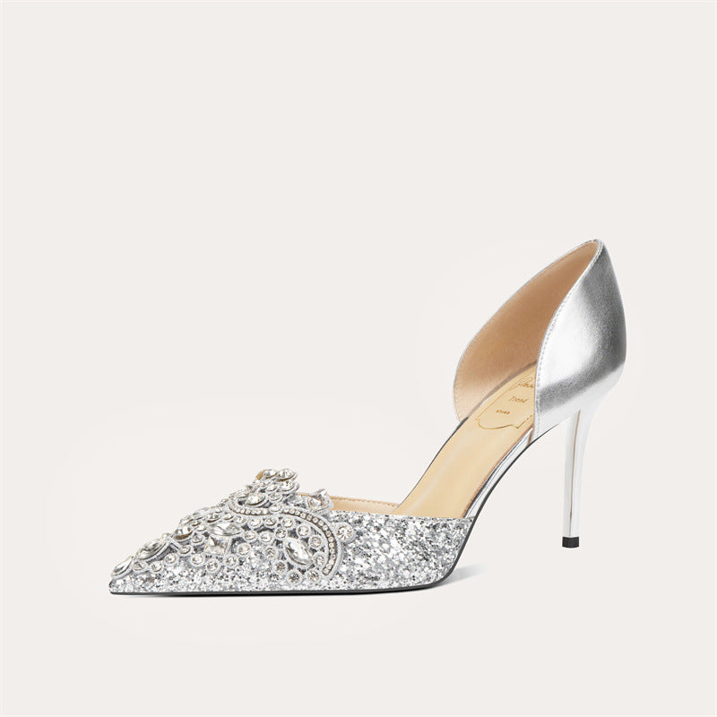 Sexy Hollowed French Sheepskin High Wedding Women's Fashion Shoes