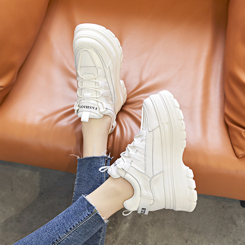 Women's Platform White Height Increasing Insole Leisure Board Trendy Women's Casual Shoes