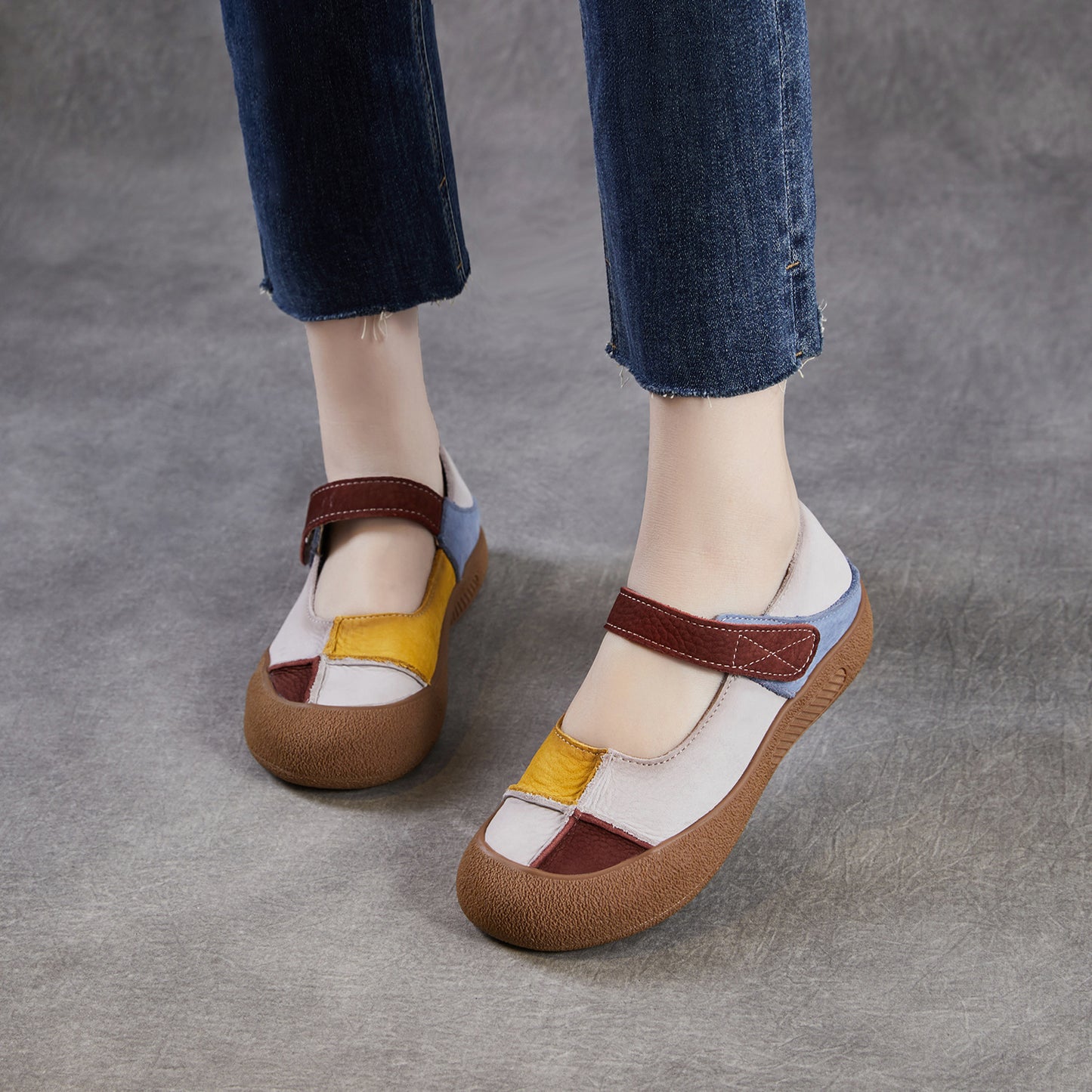 Women's Niche Color Matching Mary Jane Spring Flat Soft Bottom Women's Casual Shoes