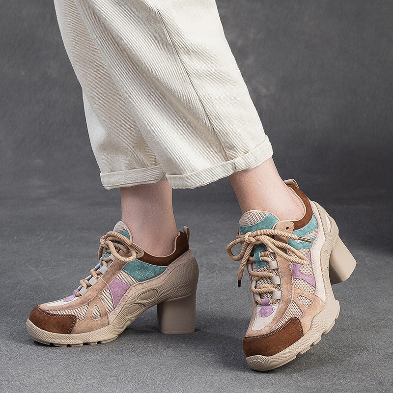 Breathable Sports Style High Pumps French Women's Casual Shoes