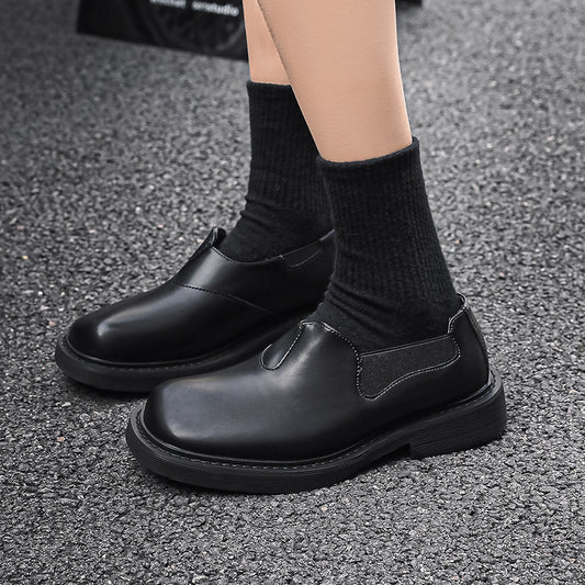 Men's Toe British Elastic Belt Slip-on Lofter Men's Casual Leather Shoes